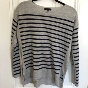 Navy striped gray sweater